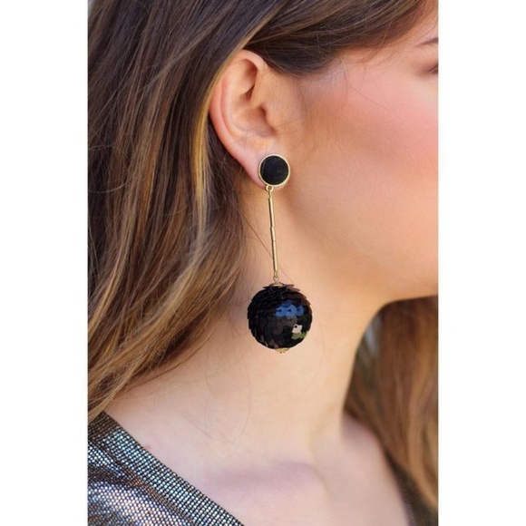 BaubleBar Jewelry - BaubleBar Black Sequin Ball Drop Earrings